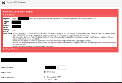 Database Backup Error
